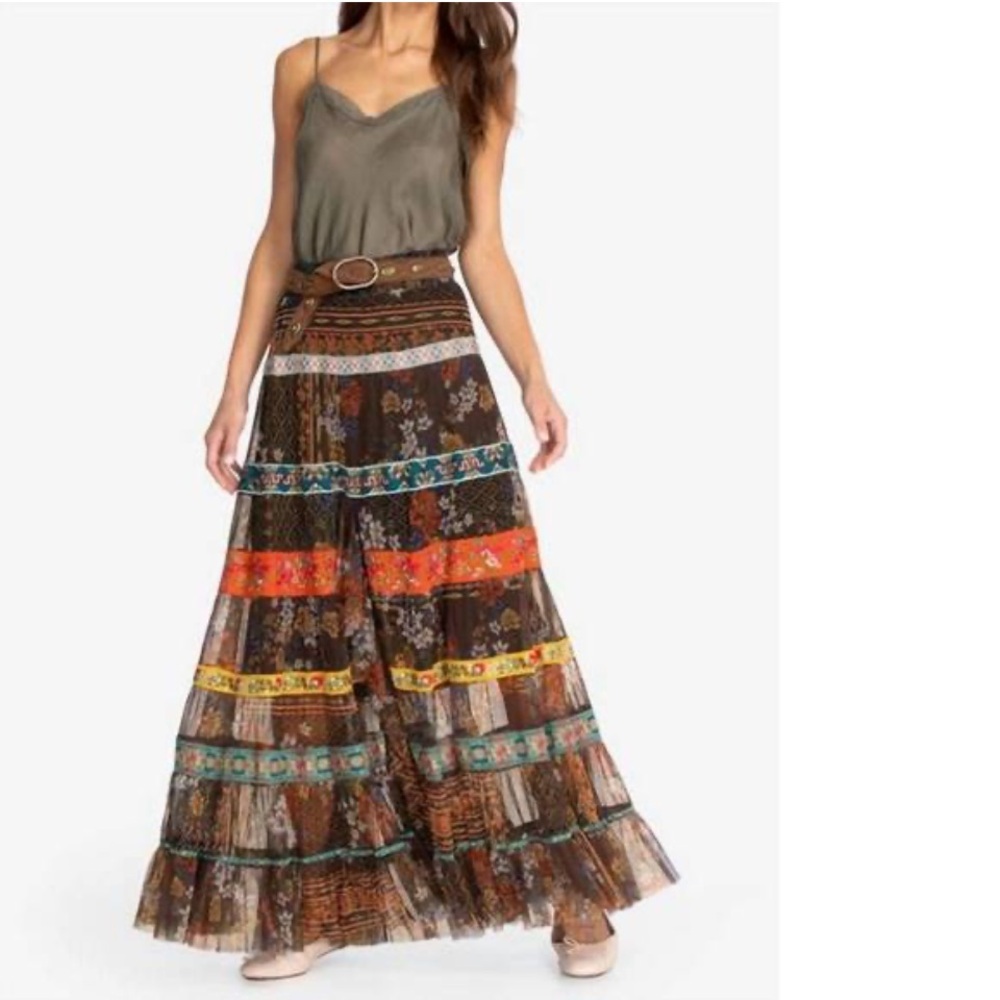 New Johnny Was Multicolor Patterned Maxi Skirt size M